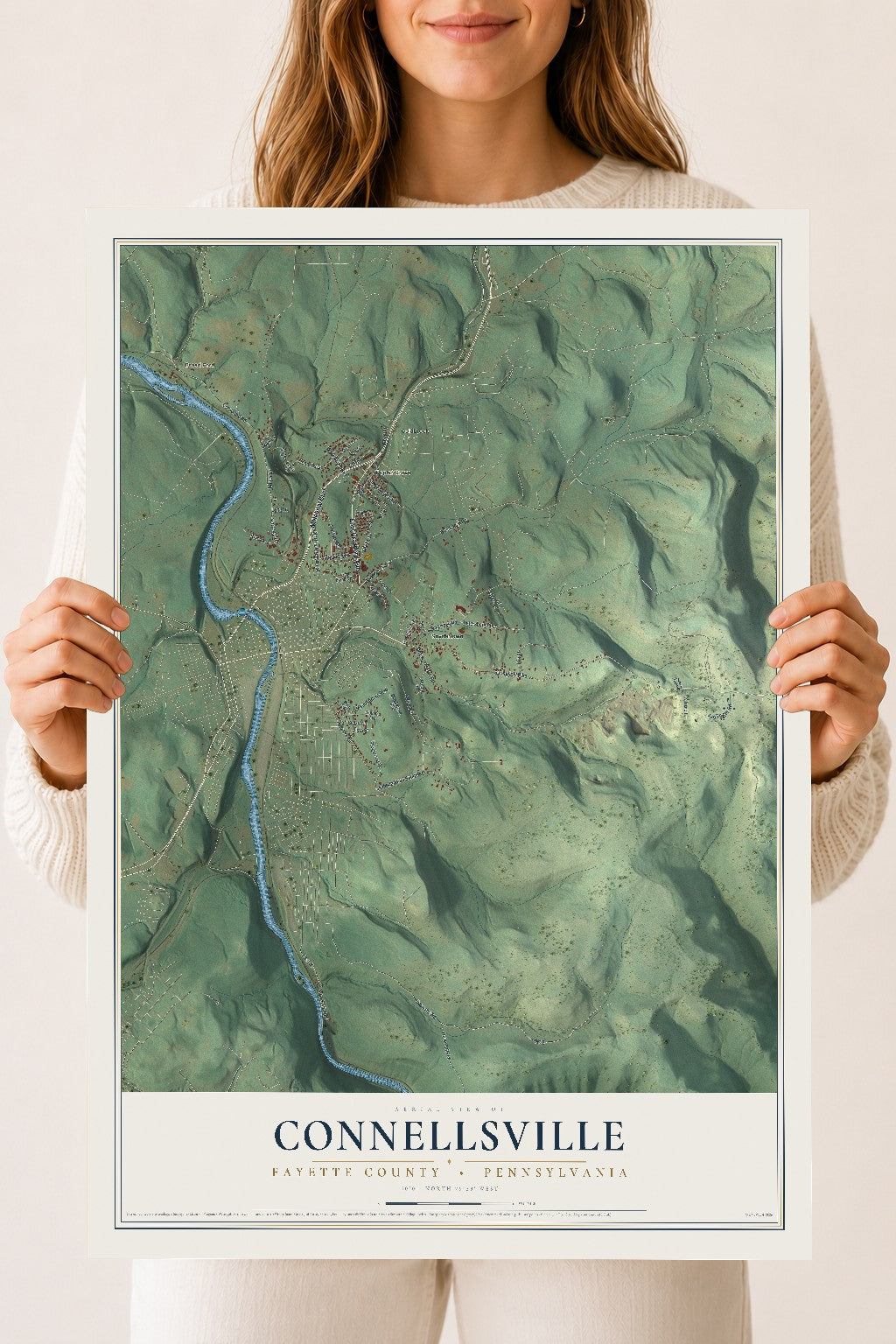 Map of Connellsville, Fayette County, Pennsylvania, 18 x 24 inch unframed archival matte print