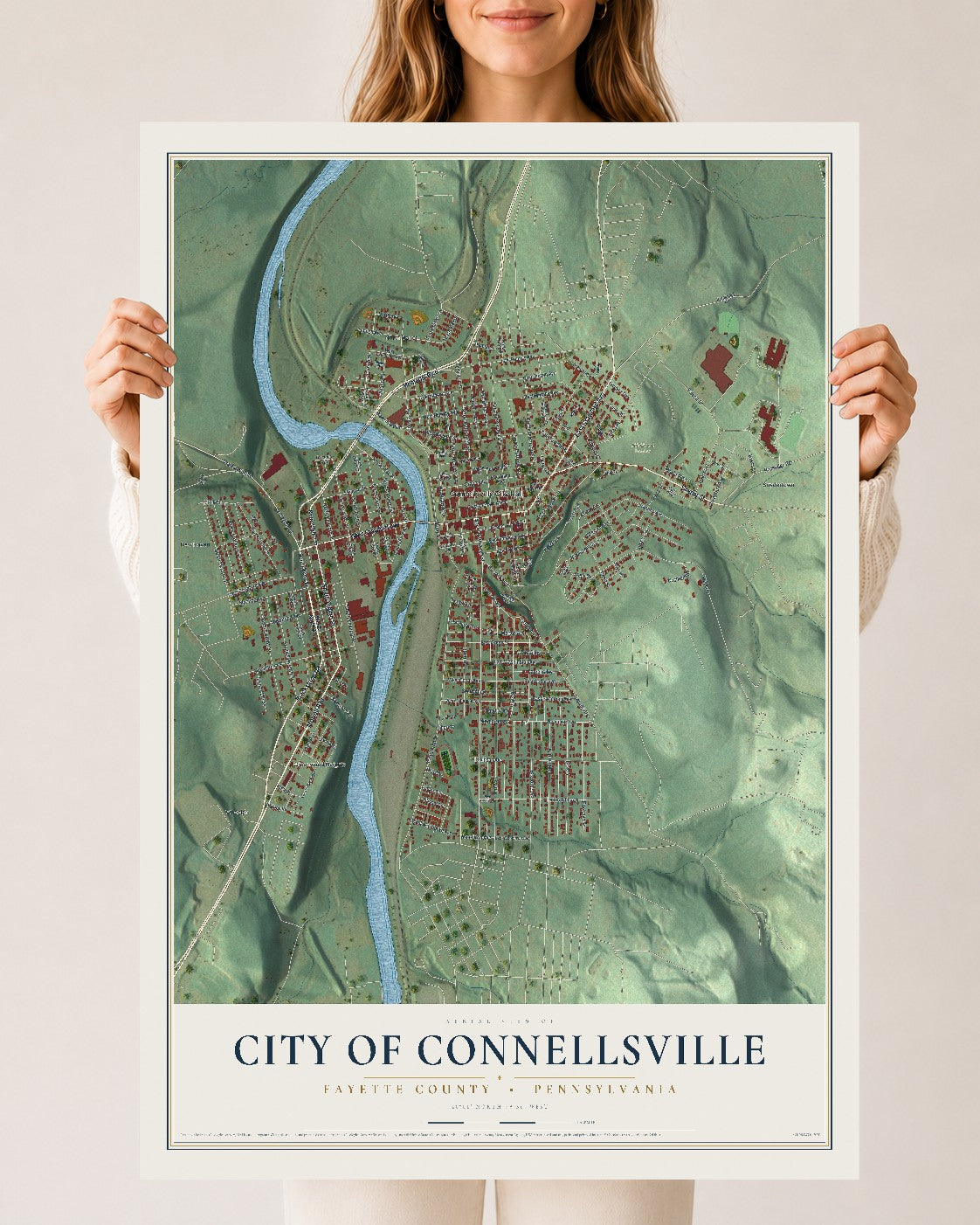 Map of the City of Connellsville, Fayette County, Pennsylvania, 24 x 36 inch unframed archival matte print
