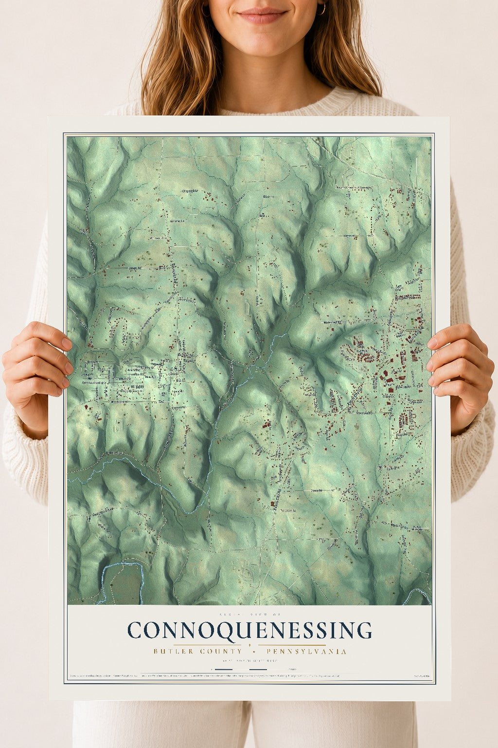 Map of Connoquenessing, Butler County, Pennsylvania, 18 x 24 inch unframed archival matte print