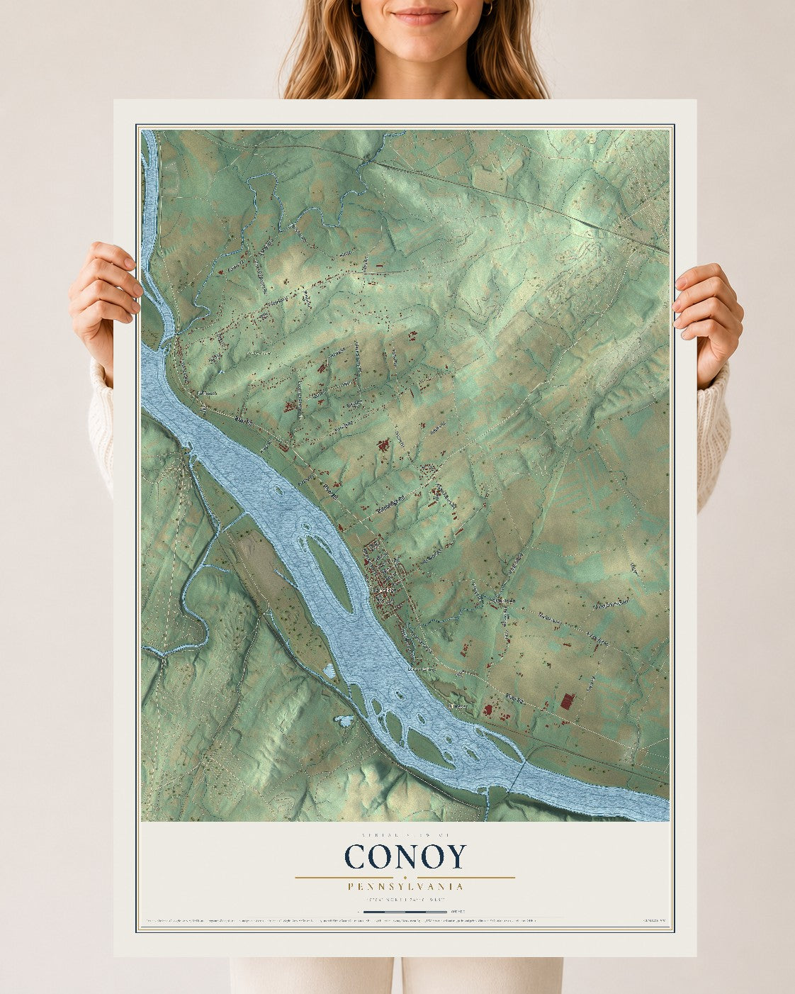 Map of Conoy, Pennsylvania, 24 x 36 inch unframed archival matte print