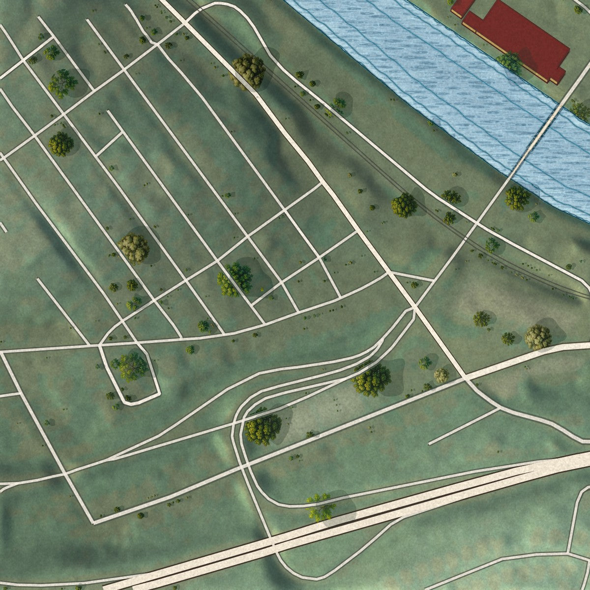 Second close-up of the map of Conshohocken, Pennsylvania print showing more streets and buildings