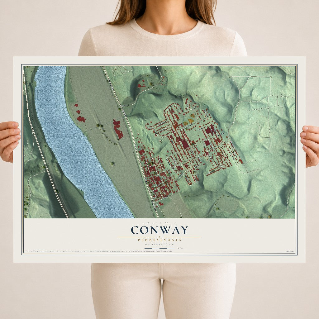 Map of Conway, Pennsylvania, 18 x 24 inch unframed archival matte print