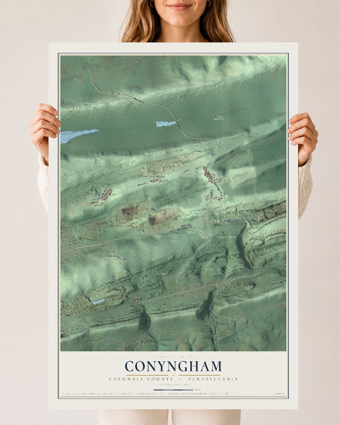 Map of Conyngham, Columbia County, Pennsylvania, 24 x 36 inch unframed archival matte print