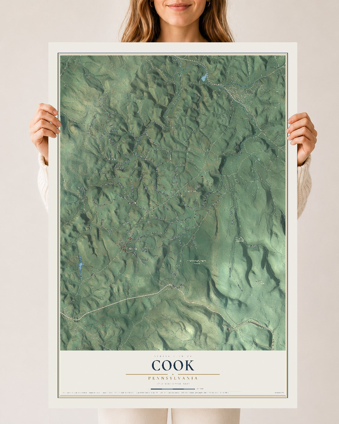 Map of Cook, Pennsylvania, 24 x 36 inch unframed archival matte print