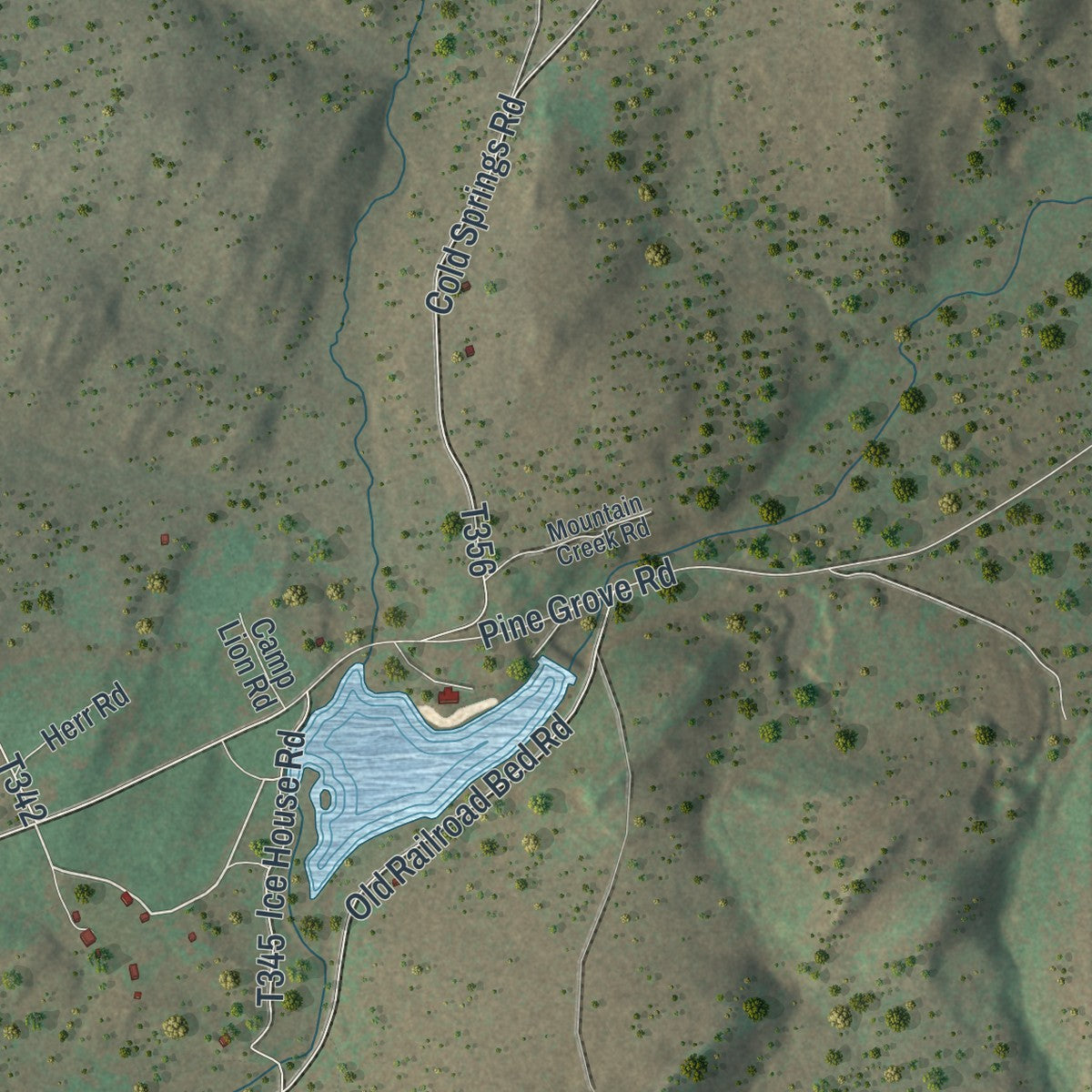 Second close-up of the map of Cooke, Pennsylvania print showing more streets and buildings