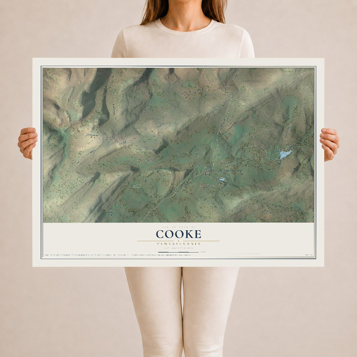 Map of Cooke, Pennsylvania, 24 x 36 inch unframed archival matte print