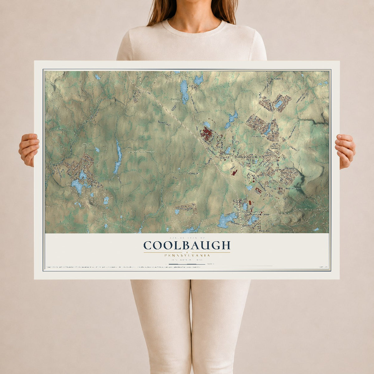 Map of Coolbaugh, Pennsylvania, 24 x 36 inch unframed archival matte print