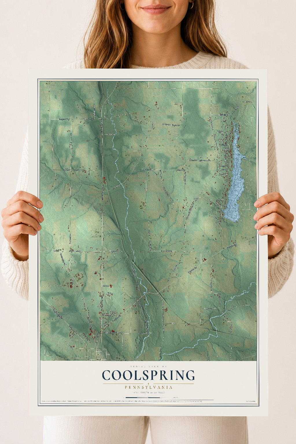 Map of Coolspring, Pennsylvania, 18 x 24 inch unframed archival matte print