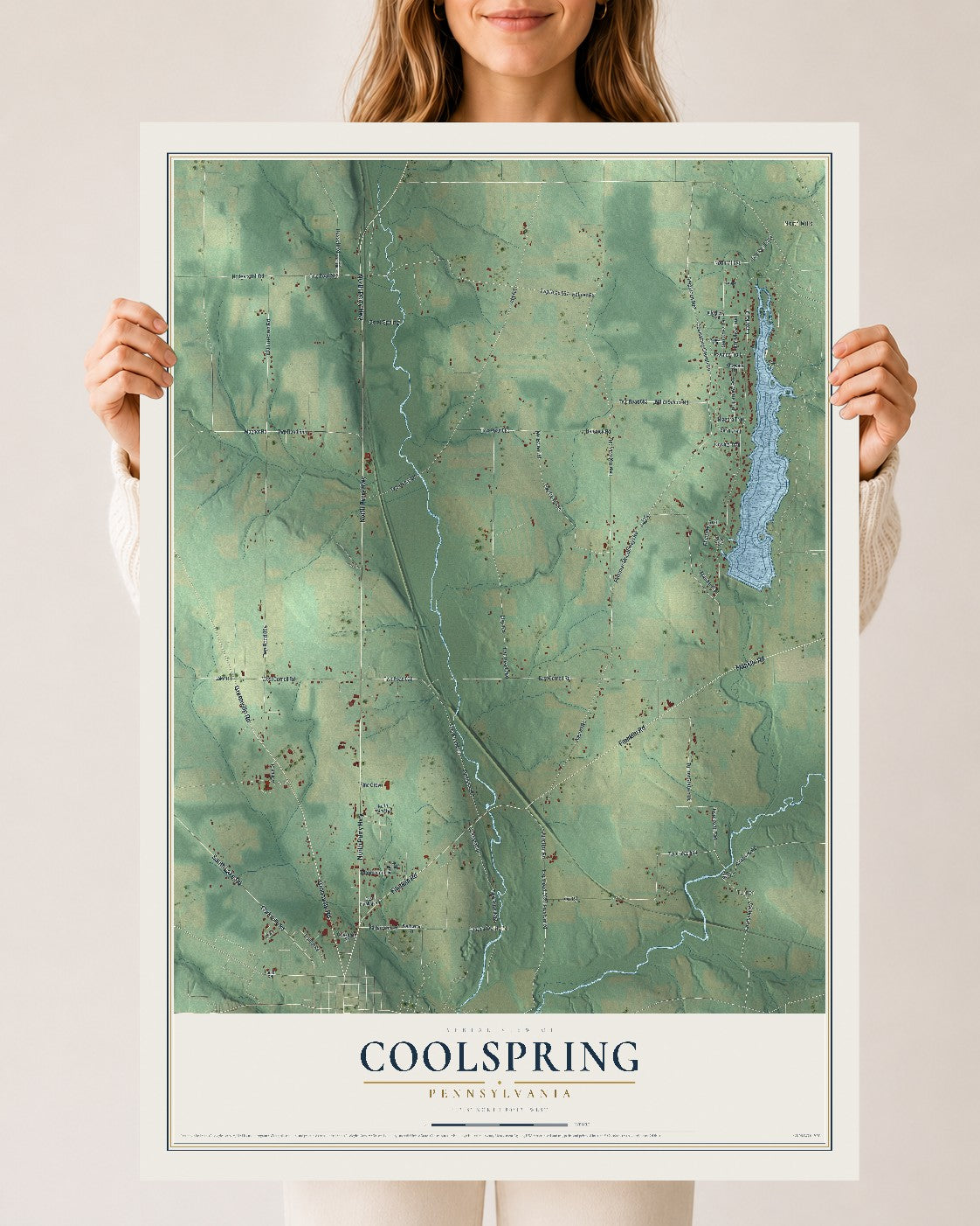 Map of Coolspring, Pennsylvania, 24 x 36 inch unframed archival matte print