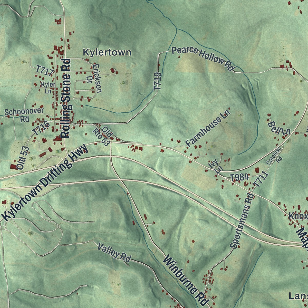Close-up of the map of Cooper, Clearfield County, Pennsylvania print showing street and building detail