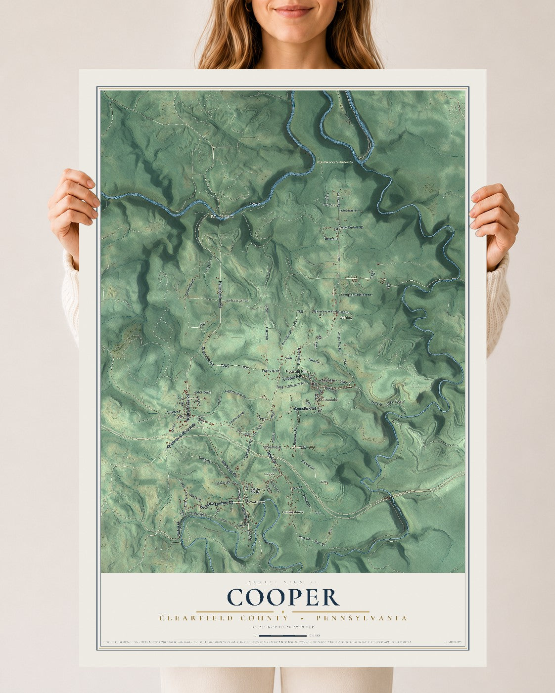 Map of Cooper, Clearfield County, Pennsylvania, 24 x 36 inch unframed archival matte print