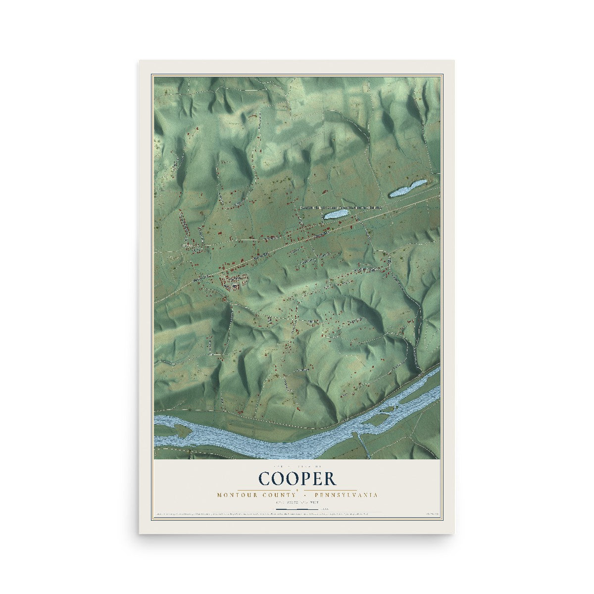 Map of Cooper, Montour County, Pennsylvania, 12 x 18 inch unframed archival matte print