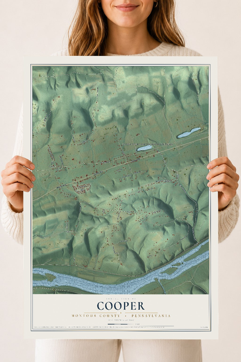 Map of Cooper, Montour County, Pennsylvania, 18 x 24 inch unframed archival matte print