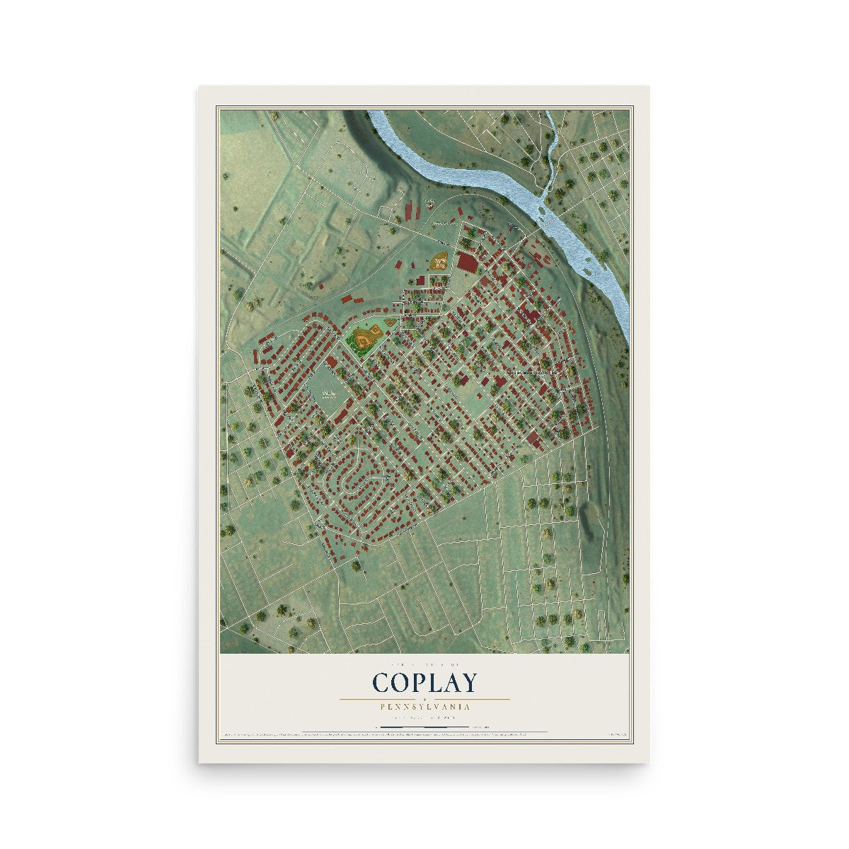 Map of Coplay, Pennsylvania, 12 x 18 inch unframed archival matte print