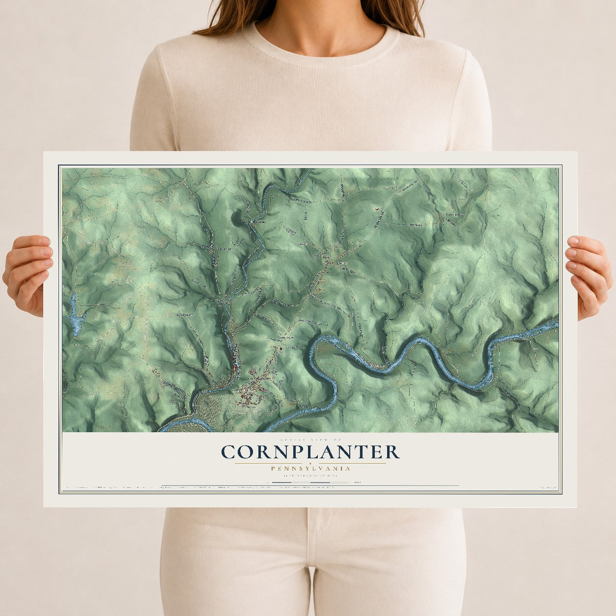 Map of Cornplanter, Pennsylvania, 12 x 18 inch unframed archival matte print