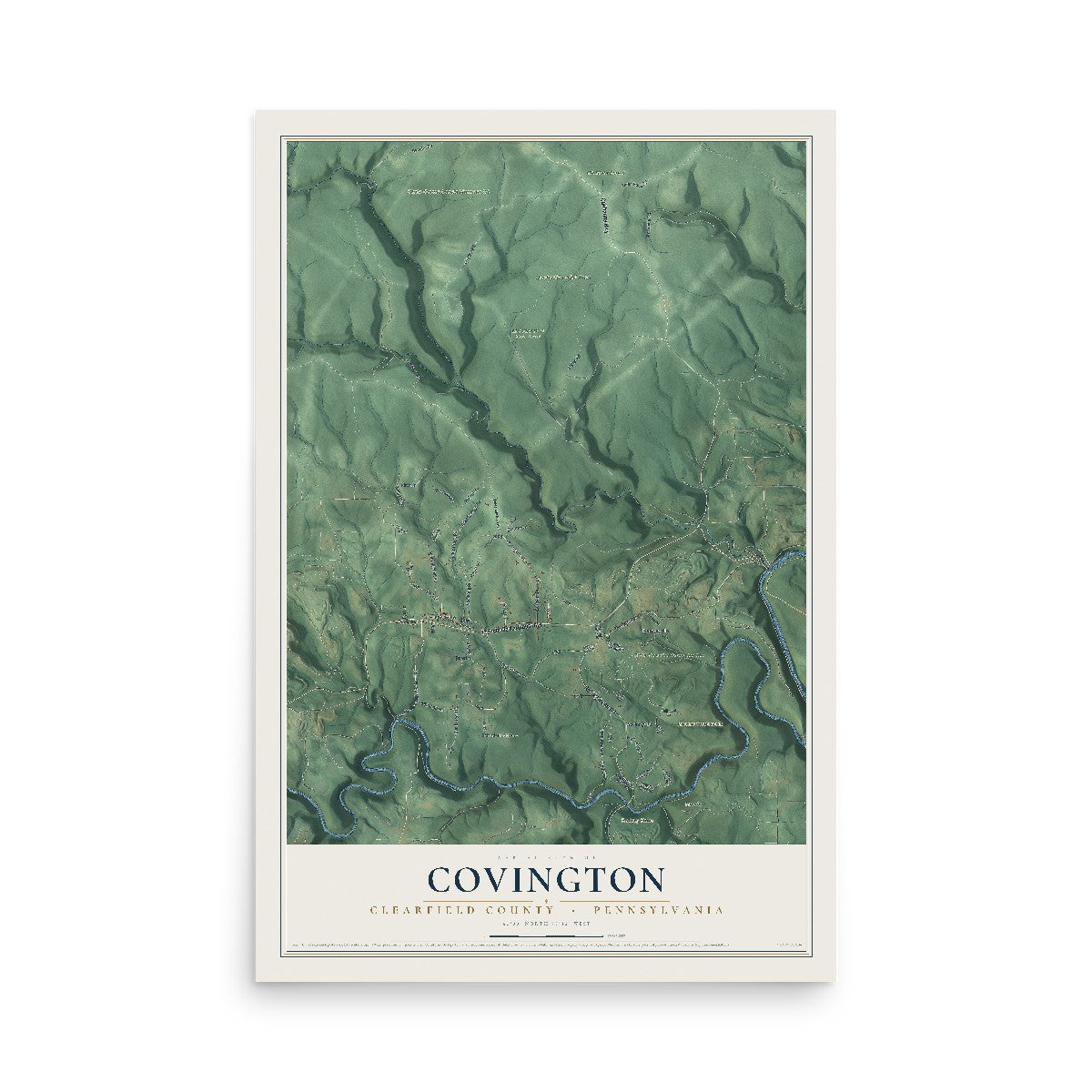 Map of Covington, Clearfield County, Pennsylvania, 12 x 18 inch unframed archival matte print