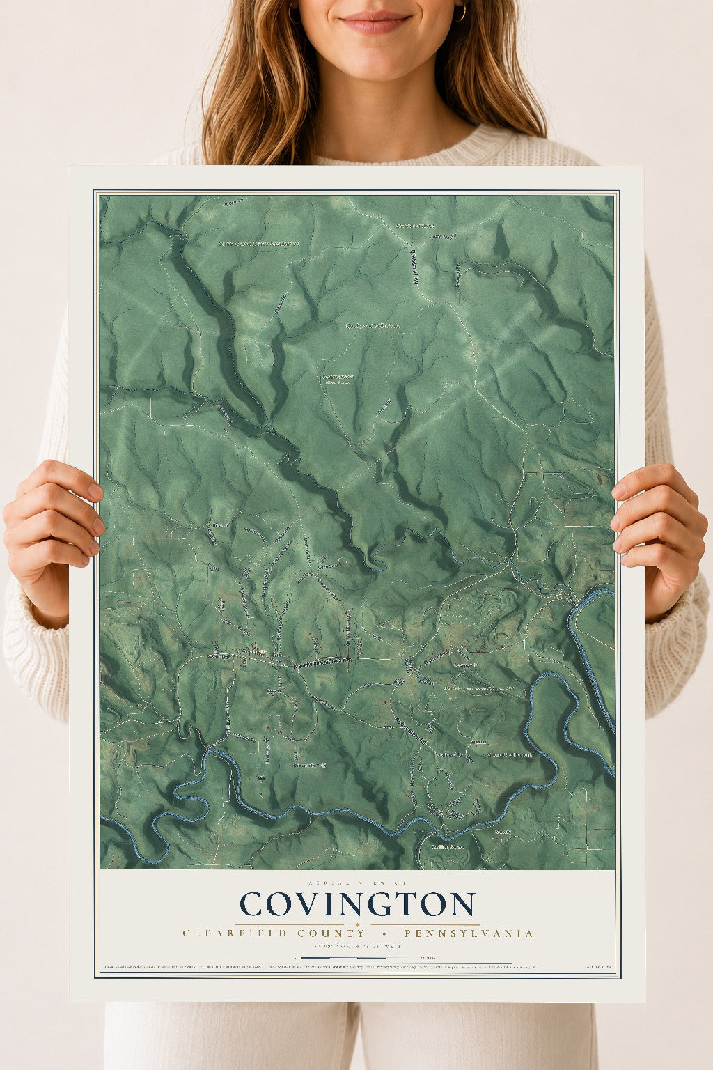 Map of Covington, Clearfield County, Pennsylvania, 18 x 24 inch unframed archival matte print