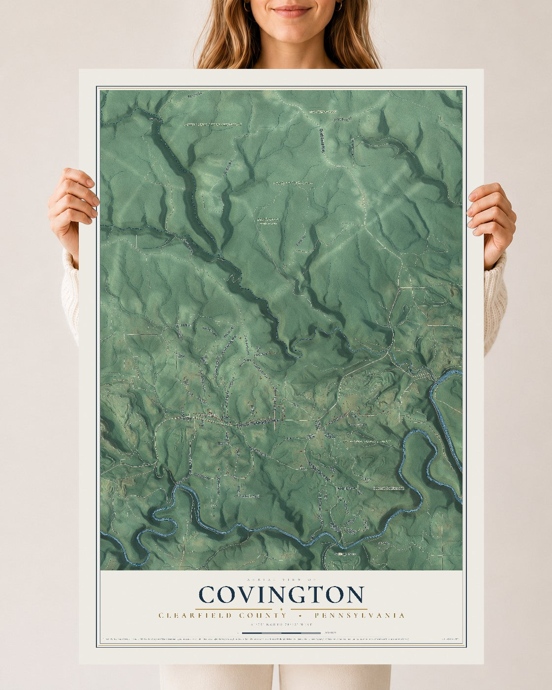 Map of Covington, Clearfield County, Pennsylvania, 24 x 36 inch unframed archival matte print
