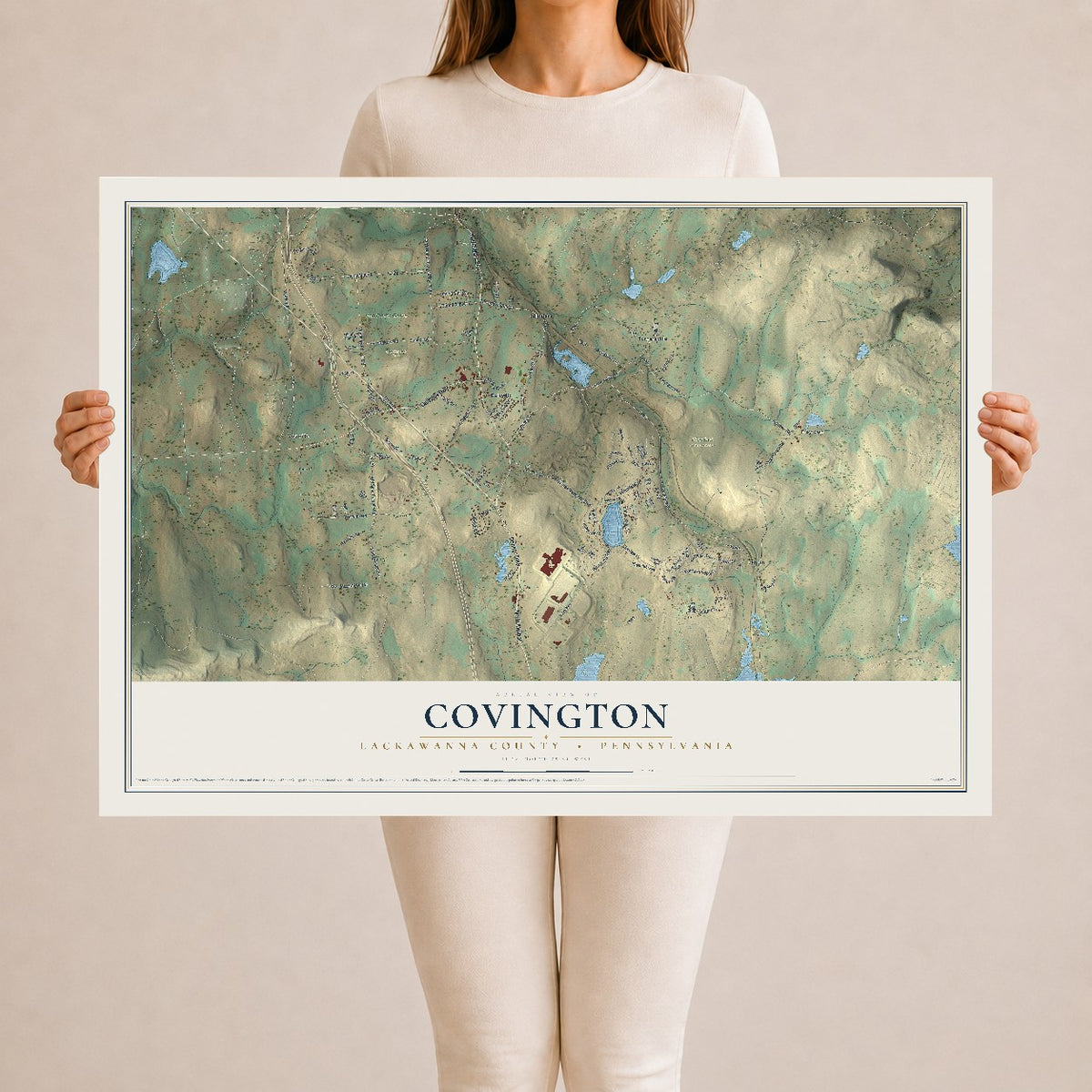 Map of Covington, Lackawanna County, Pennsylvania, 24 x 36 inch unframed archival matte print