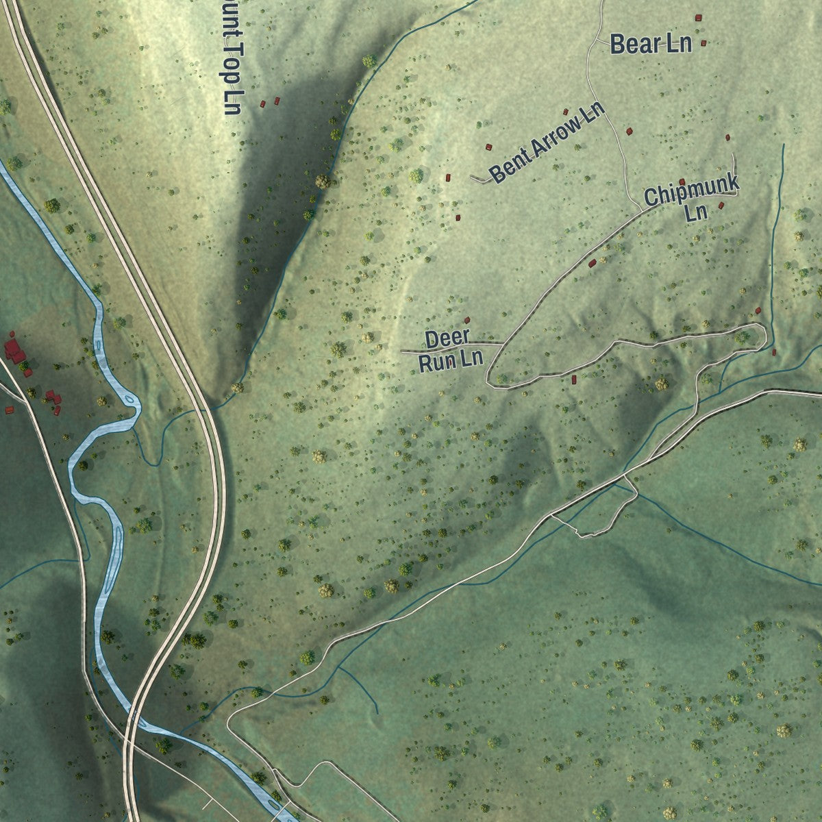 Second close-up of the map of Covington, Tioga County, Pennsylvania print showing more streets and buildings