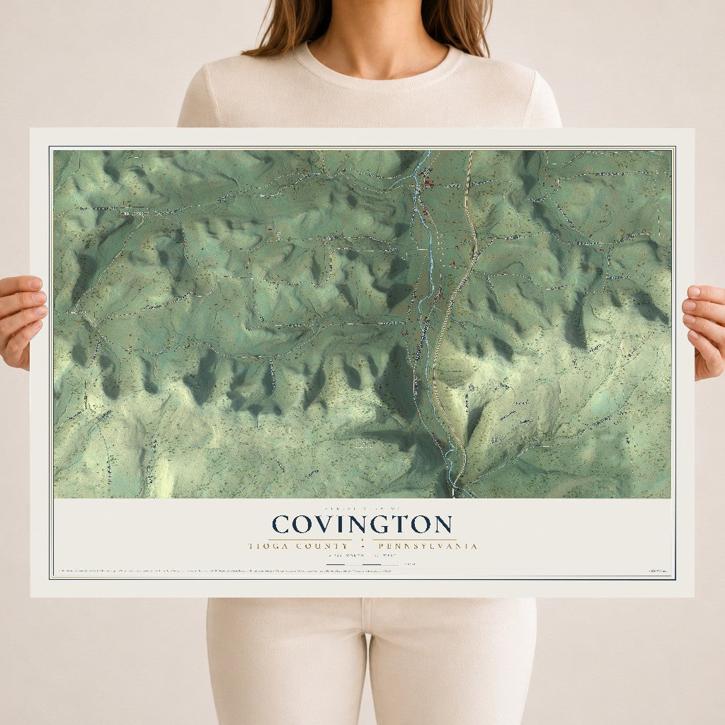 Map of Covington, Tioga County, Pennsylvania, 18 x 24 inch unframed archival matte print