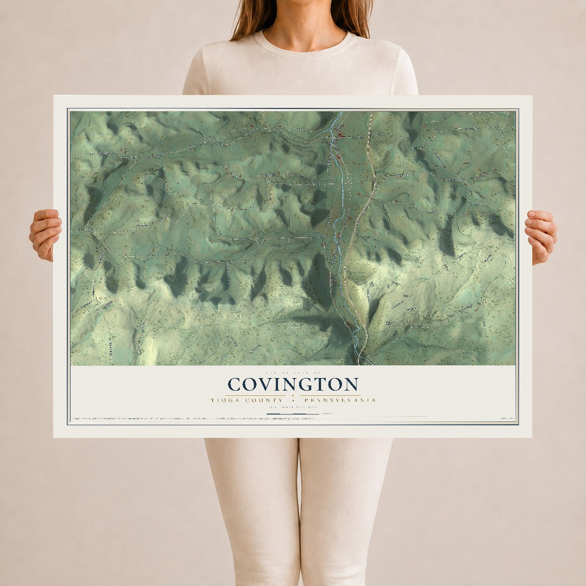 Map of Covington, Tioga County, Pennsylvania, 24 x 36 inch unframed archival matte print