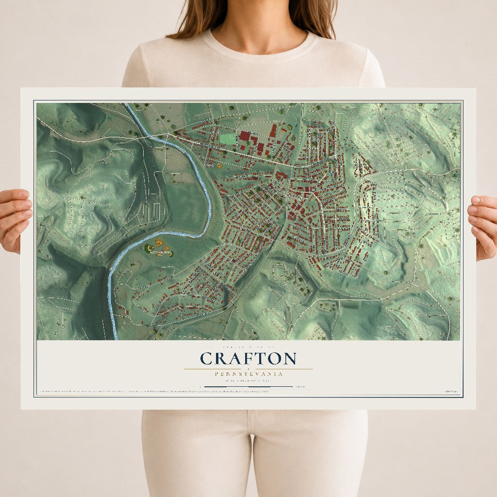 Map of Crafton, Pennsylvania, 18 x 24 inch unframed archival matte print