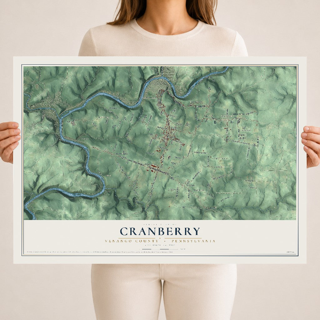 Map of Cranberry, Venango County, Pennsylvania, 18 x 24 inch unframed archival matte print