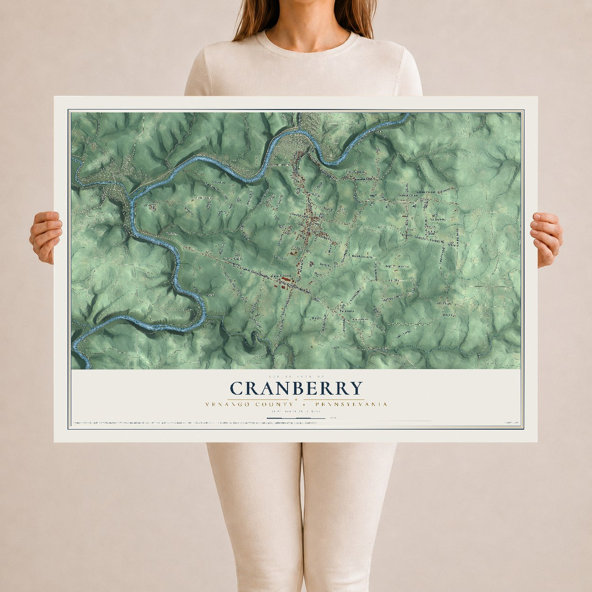 Map of Cranberry, Venango County, Pennsylvania, 24 x 36 inch unframed archival matte print