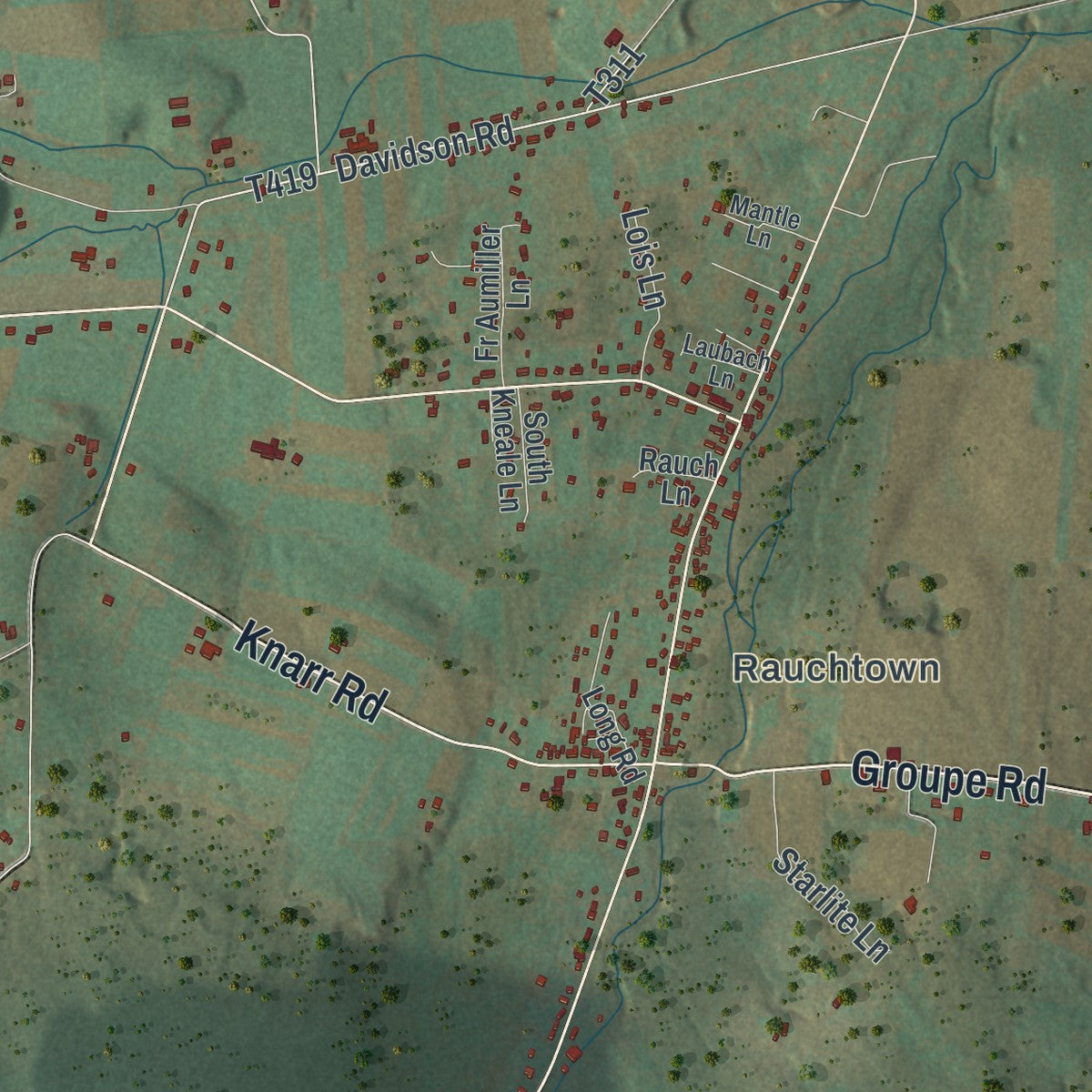 Close-up of the map of Crawford, Pennsylvania print showing street and building detail