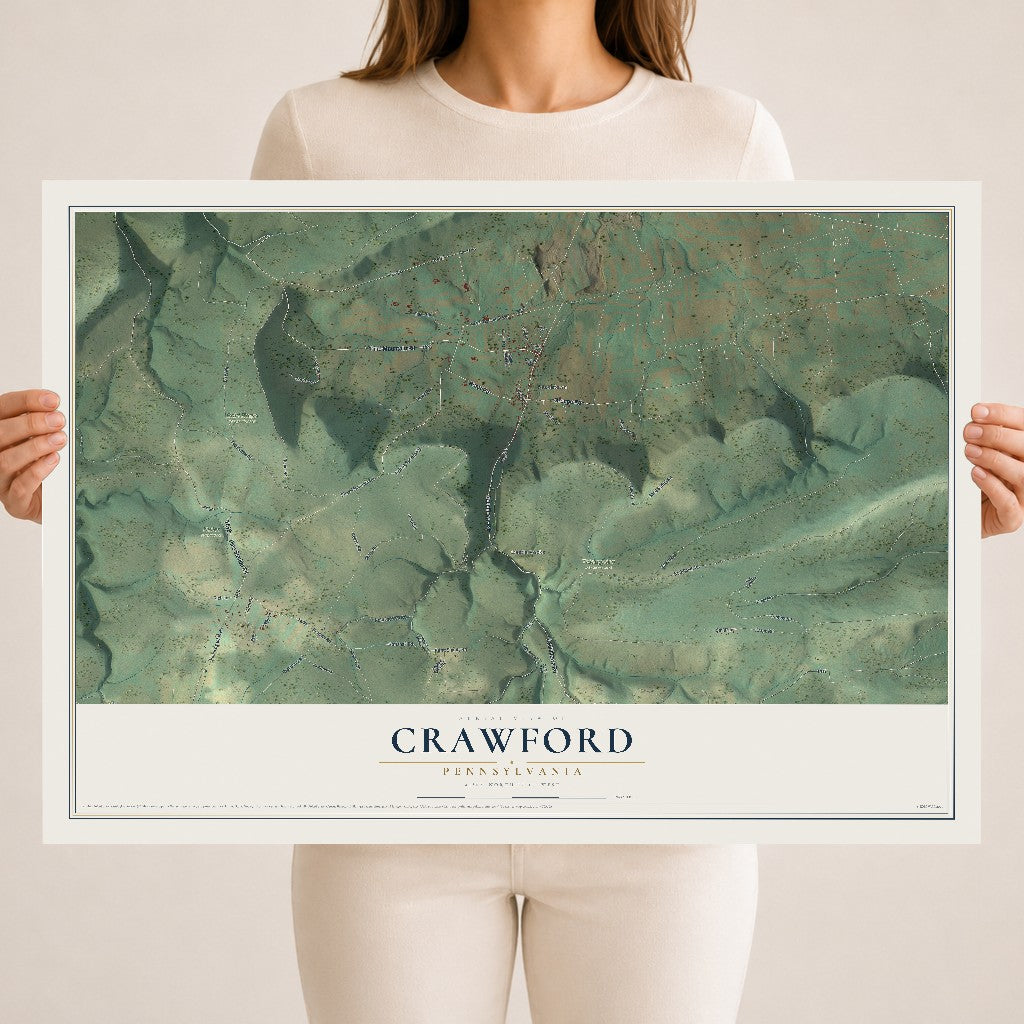 Map of Crawford, Pennsylvania, 18 x 24 inch unframed archival matte print
