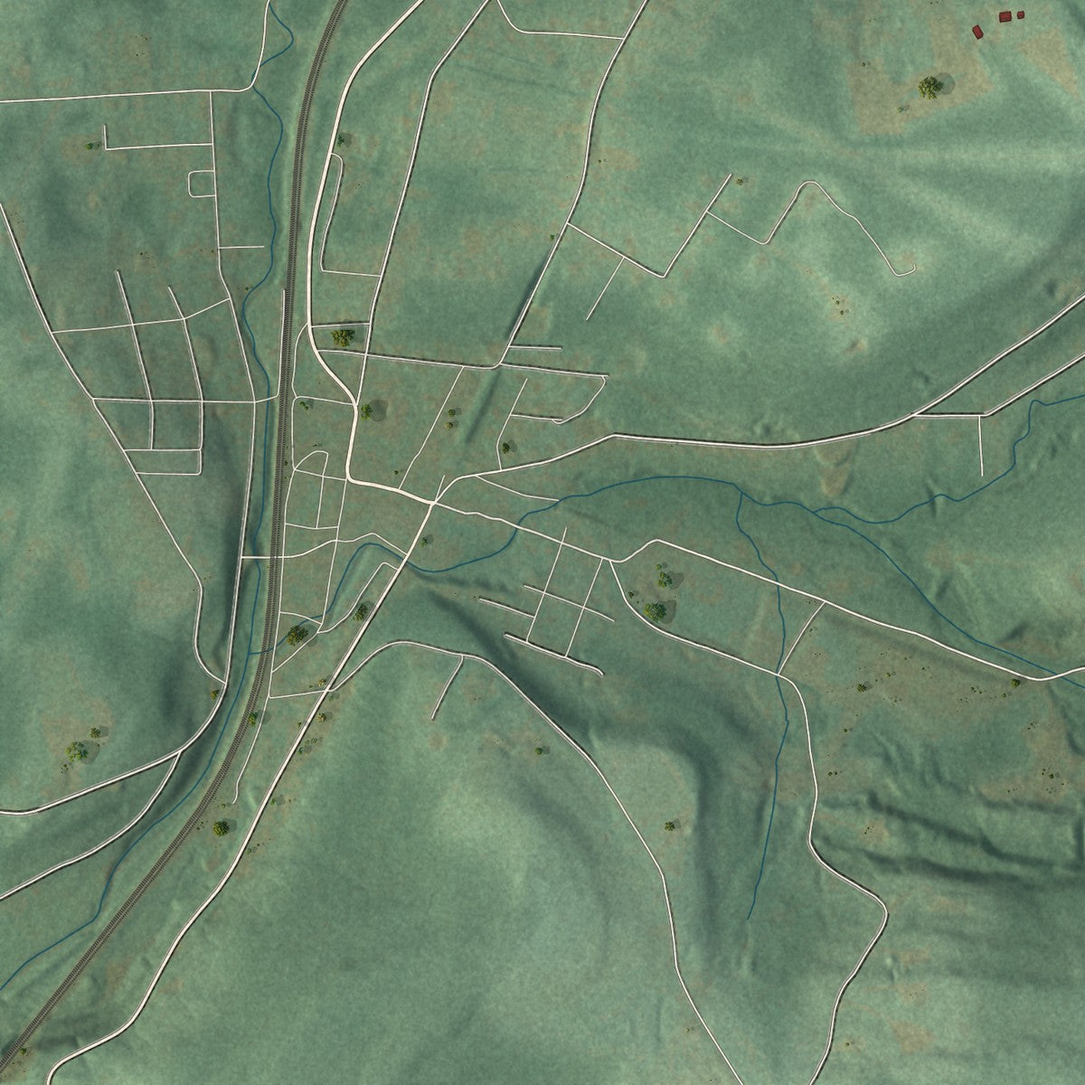 Second close-up of the map of Cresson, Cambria County, Pennsylvania print showing more streets and buildings