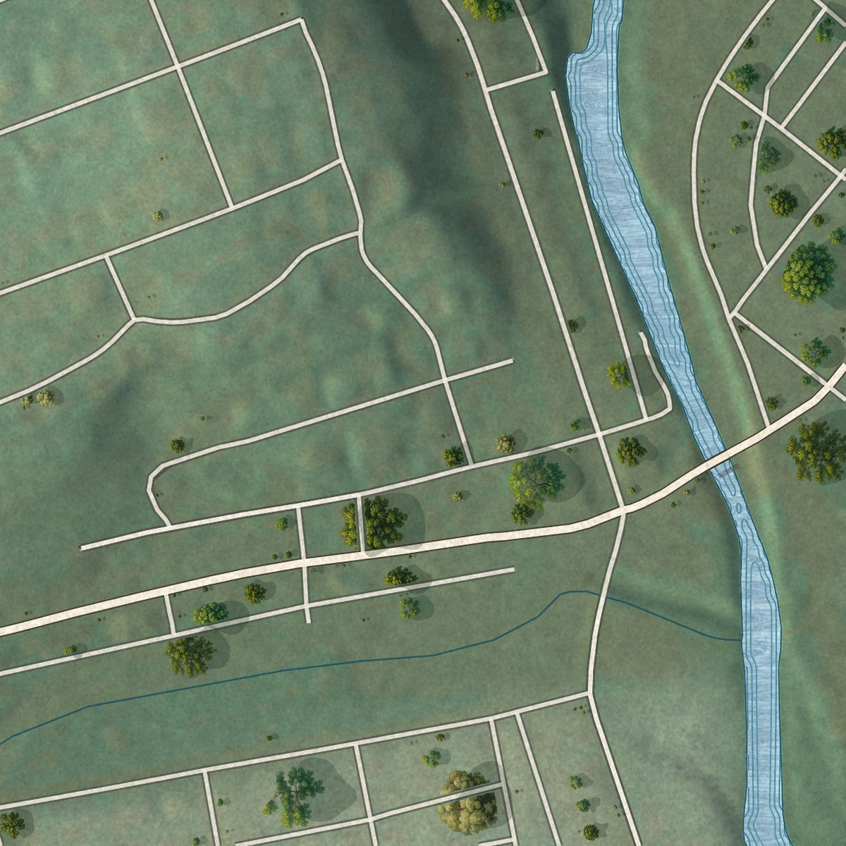 Second close-up of the map of Cressona, Pennsylvania print showing more streets and buildings