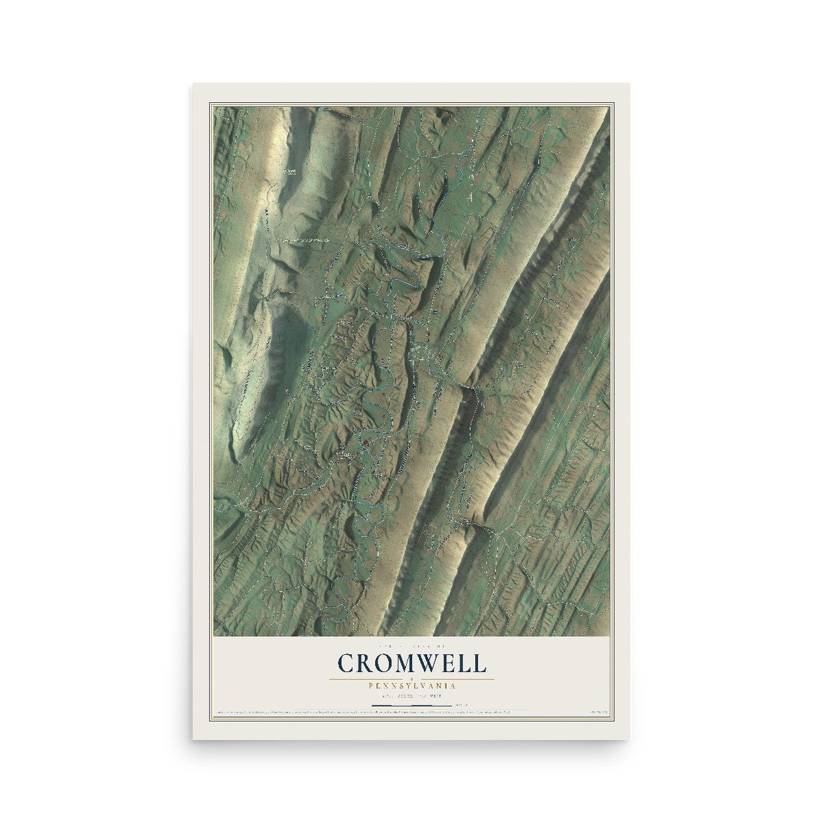 Map of Cromwell, Pennsylvania, 12 x 18 inch unframed archival matte print