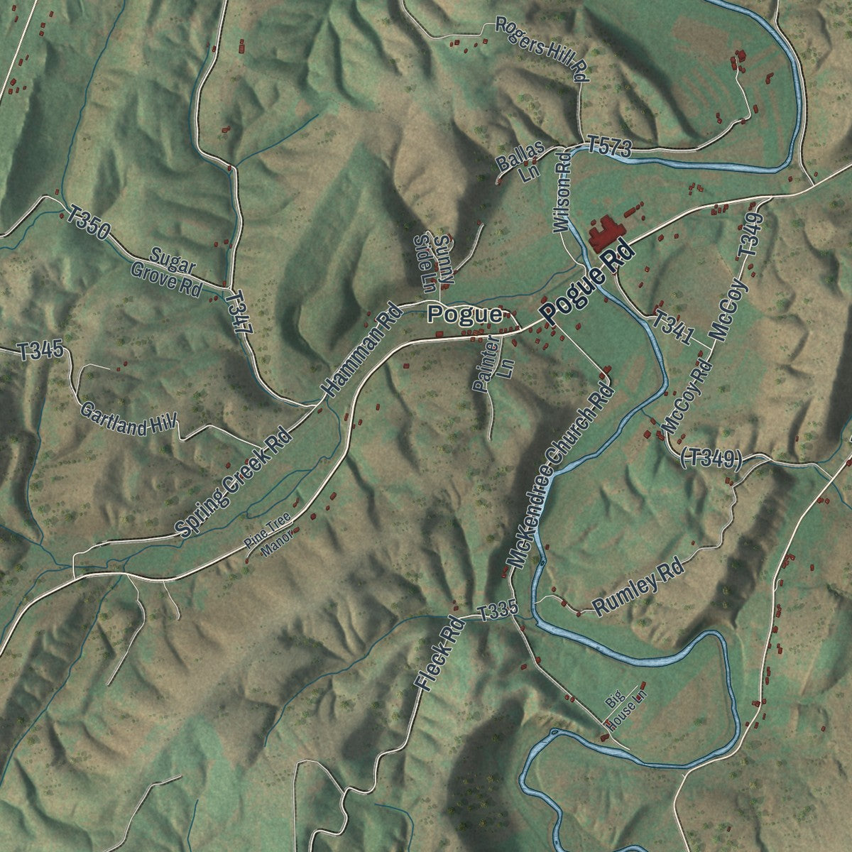 Close-up of the map of Cromwell, Pennsylvania print showing street and building detail
