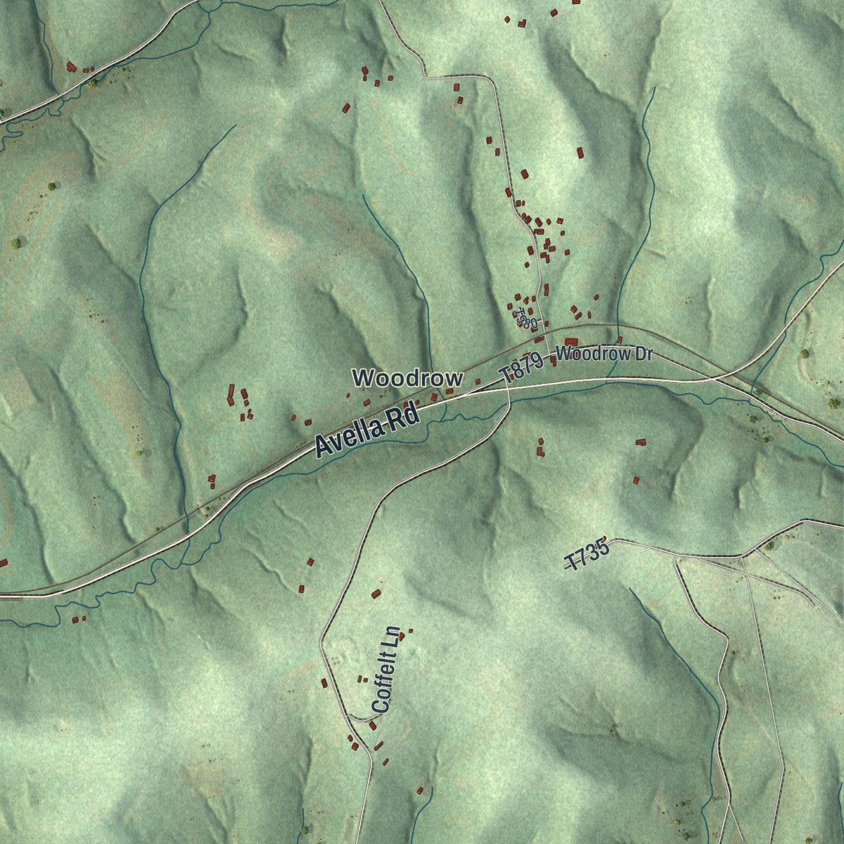 Second close-up of the map of Cross Creek, Pennsylvania print showing more streets and buildings