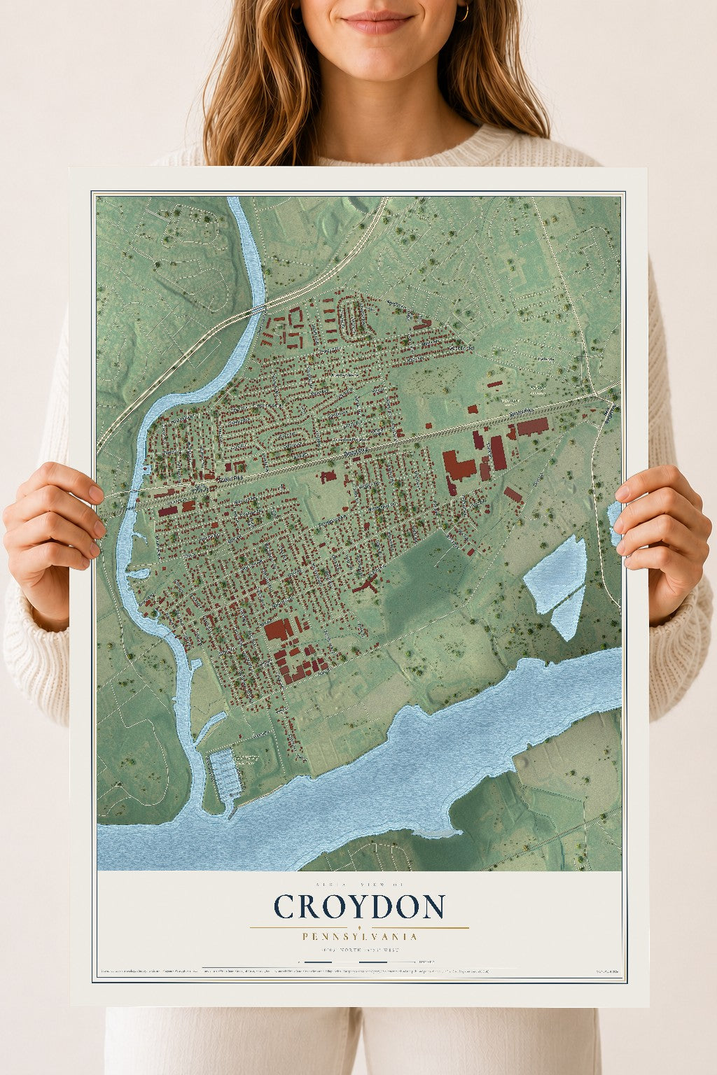 Map of Croydon, Pennsylvania, 18 x 24 inch unframed archival matte print