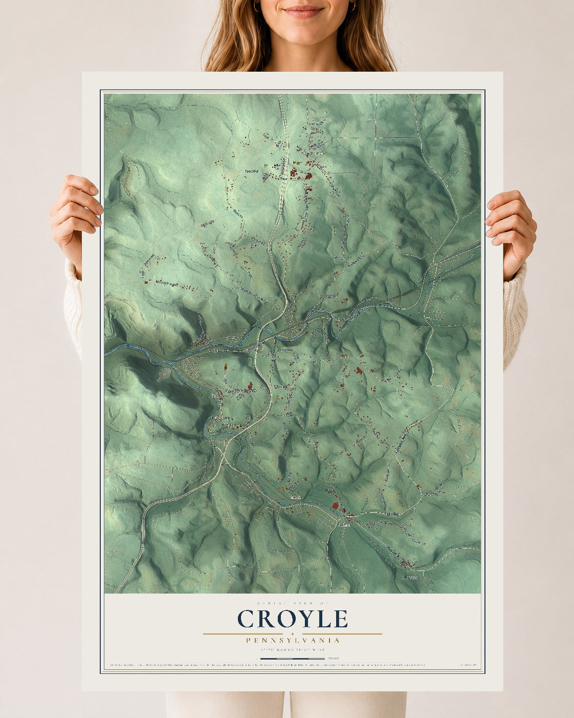 Map of Croyle, Pennsylvania, 24 x 36 inch unframed archival matte print