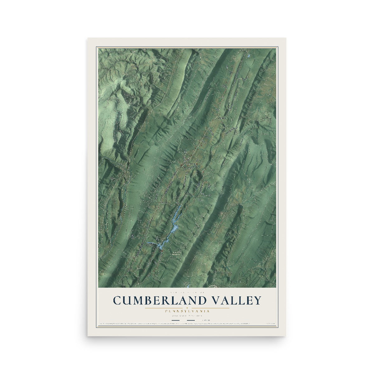 Map of Cumberland Valley, Pennsylvania, 12 x 18 inch unframed archival matte print