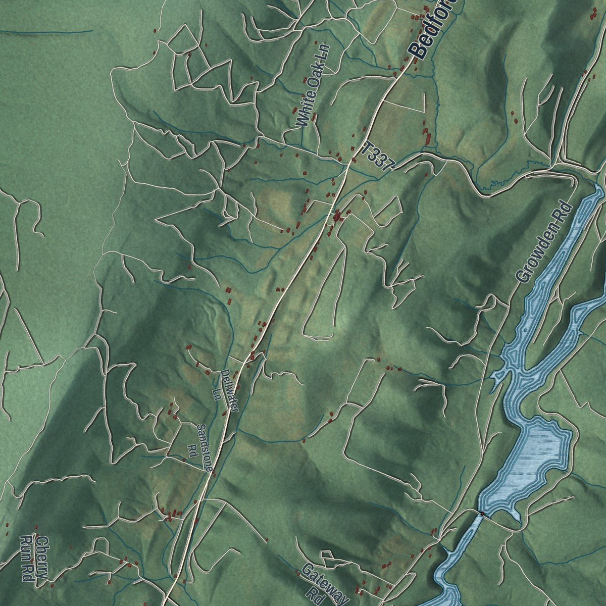 Second close-up of the map of Cumberland Valley, Pennsylvania print showing more streets and buildings