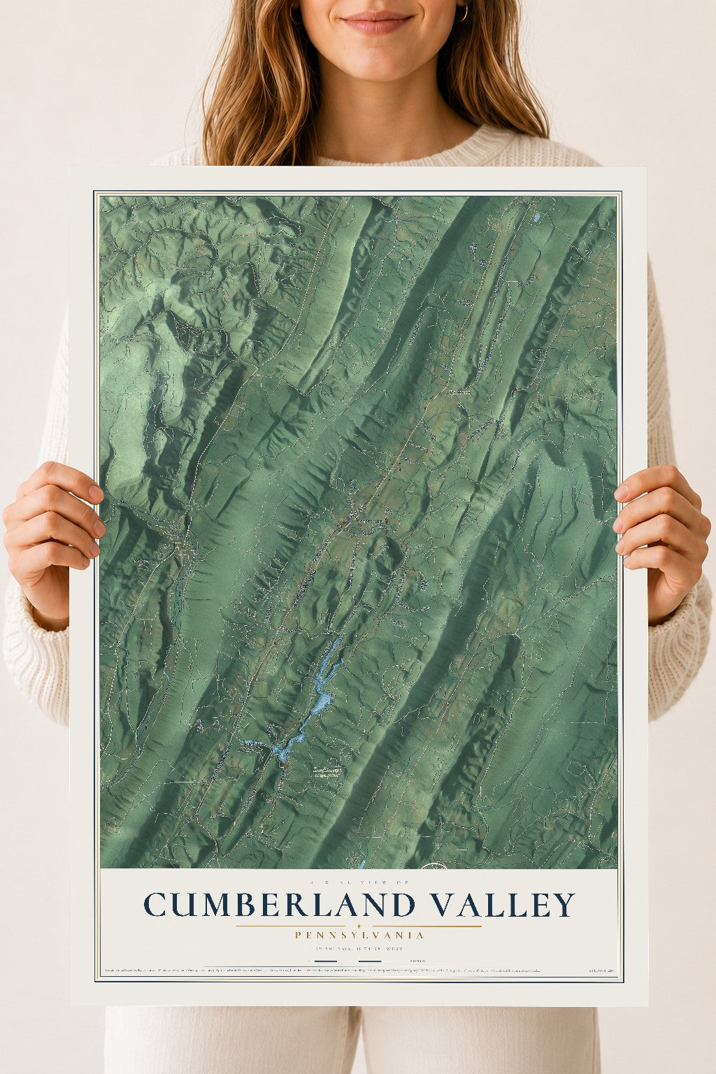 Map of Cumberland Valley, Pennsylvania, 18 x 24 inch unframed archival matte print