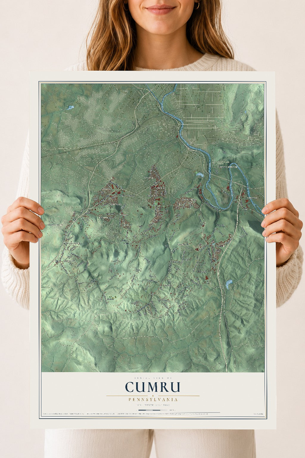 Map of Cumru, Pennsylvania, 18 x 24 inch unframed archival matte print