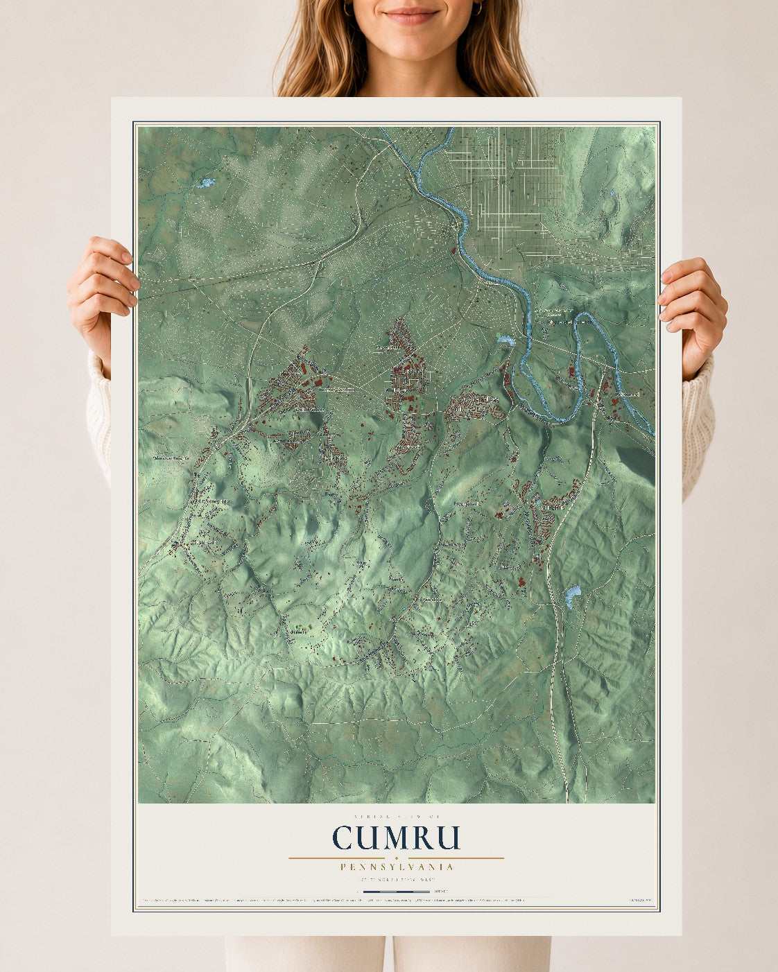 Map of Cumru, Pennsylvania, 24 x 36 inch unframed archival matte print