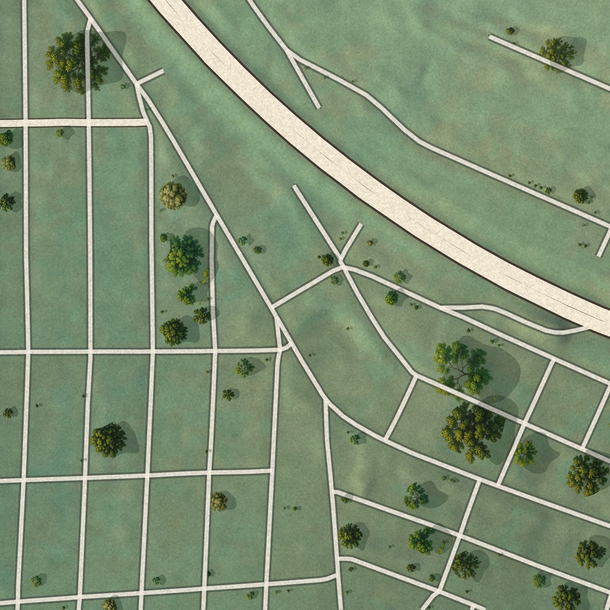 Second close-up of the map of Daisytown, Pennsylvania print showing more streets and buildings