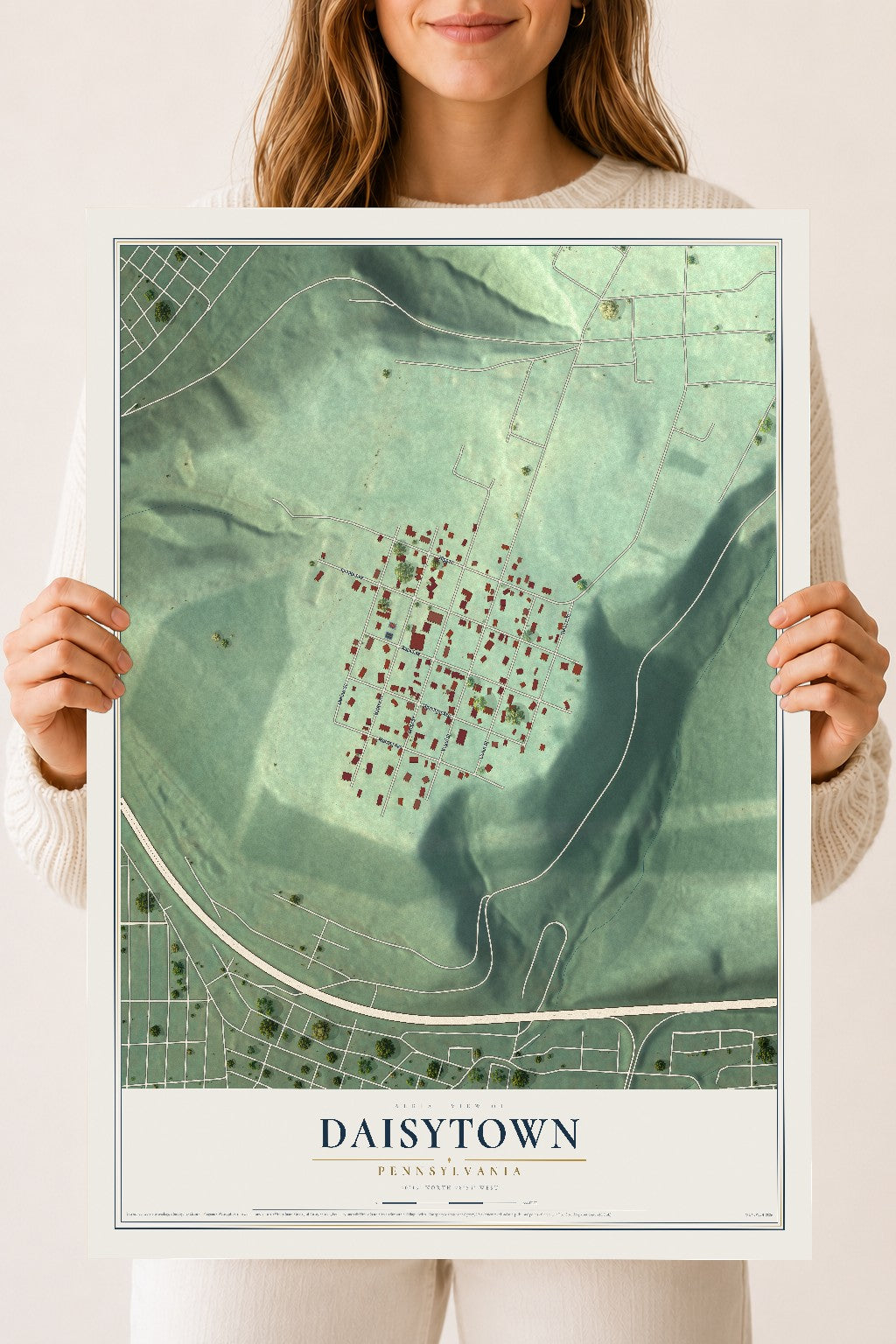 Map of Daisytown, Pennsylvania, 18 x 24 inch unframed archival matte print