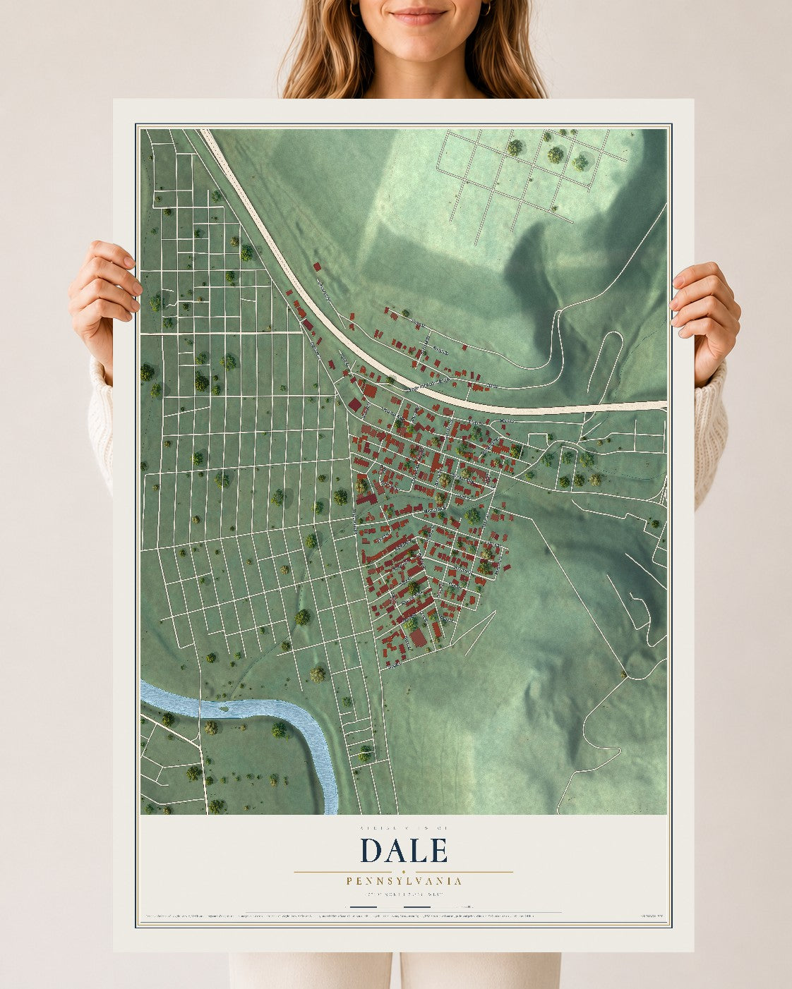 Map of Dale, Pennsylvania, 24 x 36 inch unframed archival matte print