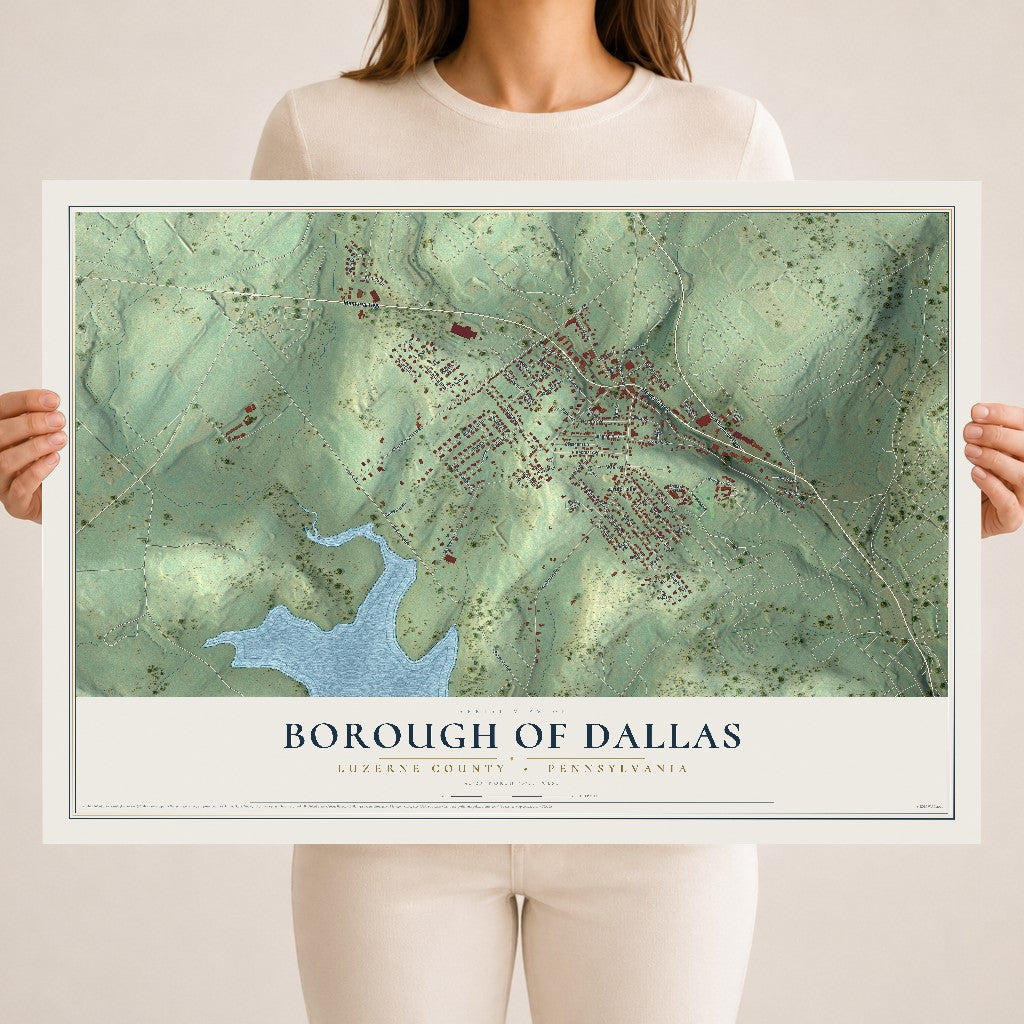 Map of the Borough of Dallas, Luzerne County, Pennsylvania, 18 x 24 inch unframed archival matte print