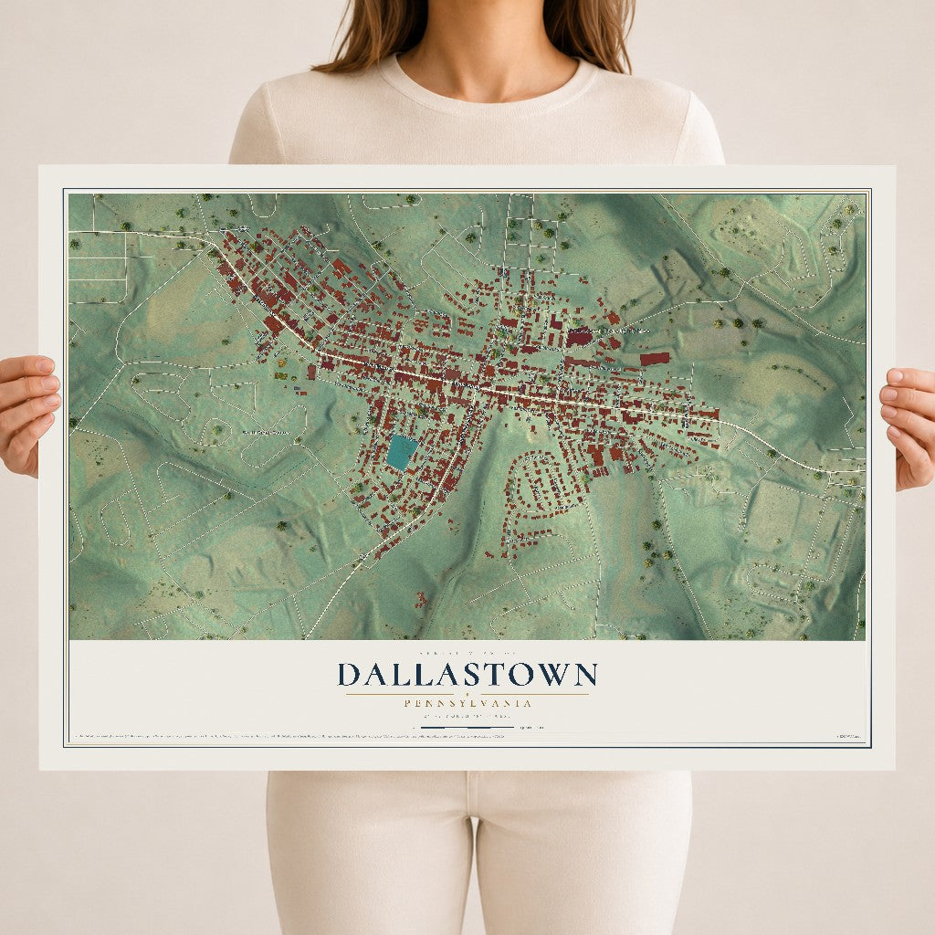 Map of Dallastown, Pennsylvania, 18 x 24 inch unframed archival matte print