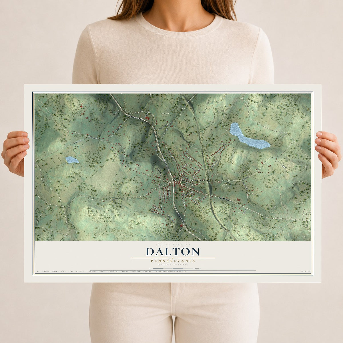 Map of Dalton, Pennsylvania, 12 x 18 inch unframed archival matte print