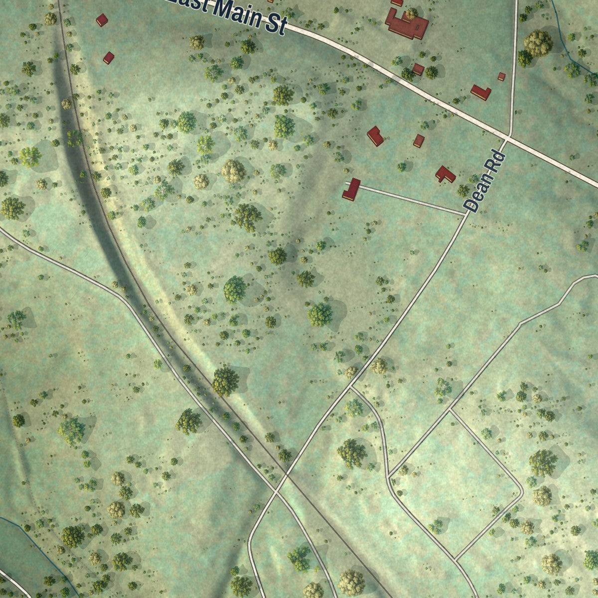 Second close-up of the map of Dalton, Pennsylvania print showing more streets and buildings